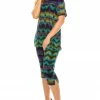 Pant Sets Jostar Women's Stretchy Capri Pant Set Short Sleeve Print-903BN-SRP1-W176
