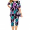 Pant Sets Jostar Women's Stretchy Capri Pants Set Short Sleeve Plus Print, 903BN-SXP-W180