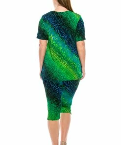 Jostar Women's Stretchy Capri Pants Set Short Sleeve Plus Print, 903BN-SXP-W182 Plus Size