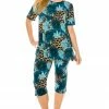 Jostar Women's Stretchy Capri Pants Set Short Sleeve Plus Print, 903BN-SXP-W188 Pant Sets