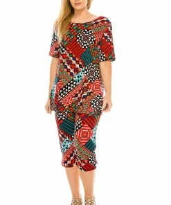 Jostar Women's Stretchy Capri Pants Set Short Sleeve Plus Print, 903BN-SXP-W190