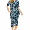 Jostar Women's Stretchy Capri Pants Set Short Sleeve Plus Print, 903BN-SXP-W196 Pant Sets