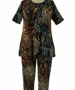 Jostar Women's Stretchy Capri Pant Set Short Sleeve Print-903BN-SRP1-W207