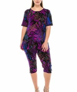 Jostar Women's Stretchy Capri Pant Set Short Sleeve Print-903BN-SRP1-W207