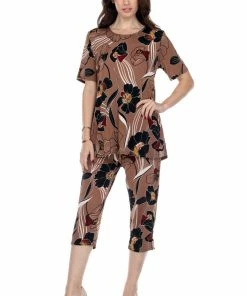 Jostar Women's Stretchy Capri Pant Set Short Sleeve Print-903BN-SRP1-W239