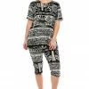 Jostar Women's Stretchy Capri Pant Set Short Sleeve Print-903BN-SRP1-W901 Pant Sets