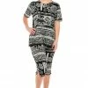 Jostar Women's Stretchy Capri Pants Set Short Sleeve Plus Print, 903BN-SXP-W901