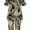 Jostar Women's Stretchy Capri Pants Set Short Sleeve Plus Print, 903BN-SXP-W009