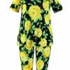 Jostar Women's Stretchy Capri Pants Set Short Sleeve Plus Print, 903BN-SXP-W020