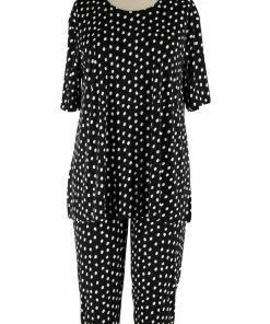 Jostar Women's Stretchy Capri Pants Set Short Sleeve Plus Print, 903BN-SXP-W032