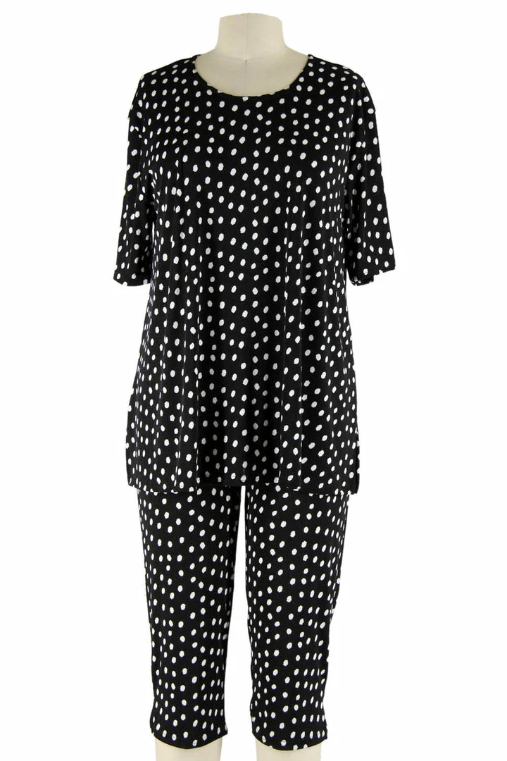 Jostar Women's Stretchy Capri Pants Set Short Sleeve Plus Print, 903BN-SXP-W032