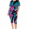 Jostar Women's Stretchy Capri Pants Set Short Sleeve Plus Print, 903BN-SXP-W077 Pant Sets