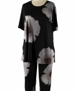 Jostar Women's Stretchy Capri Pants Set Short Sleeve Plus Print, 903BN-SXP-W113 Plus Size