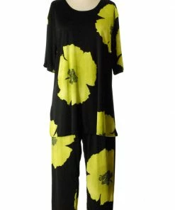 Jostar Women's Stretchy Capri Pants Set Short Sleeve Plus Print, 903BN-SXP-W113 Plus Size