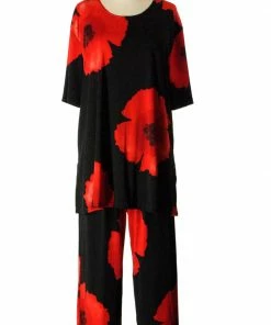 Jostar Women's Stretchy Capri Pants Set Short Sleeve Plus Print, 903BN-SXP-W113 Plus Size