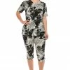 Pant Sets Jostar Women's Stretchy Capri Pants Set Short Sleeve Plus Print, 903BN-SXP-W120