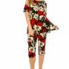 Pant Sets Jostar Women's Stretchy Capri Pants Set Short Sleeve Plus Print, 903BN-SXP-W161