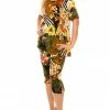 Pant Sets Jostar Women's Stretchy Capri Pants Set Short Sleeve Plus Print, 903BN-SXP-W168