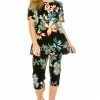 Jostar Women's Stretchy Capri Pants Set Short Sleeve Plus Print, 903BN-SXP-W189