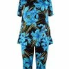 Jostar Women's Stretchy Capri Pants Set Short Sleeve Plus Print, 903BN-SXP-W683 Pant Sets