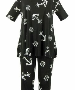 Pant Sets Jostar Women's Stretchy Capri Pants Set Short Sleeve Plus Print, 903BN-SXP-W981