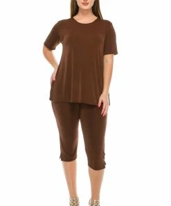 Jostar Women's Stretchy Capri Pant Set Short Sleeve-903BN-SRS1 Pant Sets
