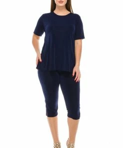 Jostar Women's Stretchy Capri Pant Set Short Sleeve-903BN-SRS1 Pant Sets