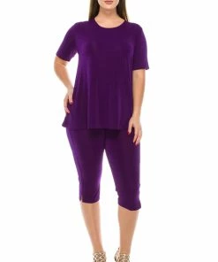 Jostar Women's Stretchy Capri Pant Set Short Sleeve-903BN-SRS1 Pant Sets