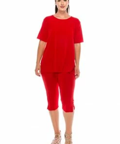 Jostar Women's Stretchy Capri Pant Set Short Sleeve-903BN-SRS1 Pant Sets