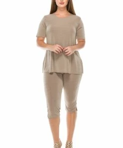 Jostar Women's Stretchy Capri Pant Set Short Sleeve-903BN-SRS1 Pant Sets