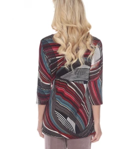 Jostar HIT Print Side Tie Tunic Quarter Sleeve-357HT-QP-W255 Quarter Sleeves