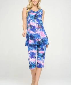 Jostar Women's Stretchy Tank Capri Pant Set Print-902BN-TRP1-W305