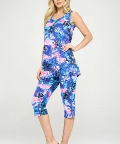 Jostar Women's Stretchy Tank Capri Pant Set Print-902BN-TRP1-W305