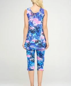 Jostar Women's Stretchy Tank Capri Pant Set Print-902BN-TRP1-W305