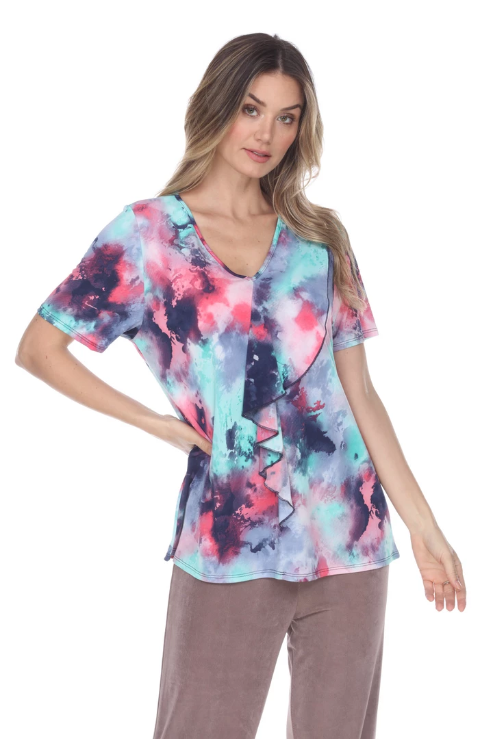 Jostar Cascade Drop Short Sleeve Top-356HT-SRP1-W252 Tops