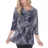 Jostar HIT Print Side Tie Tunic Quarter Sleeve-357HT-QP-W260-NVY Quarter Sleeves